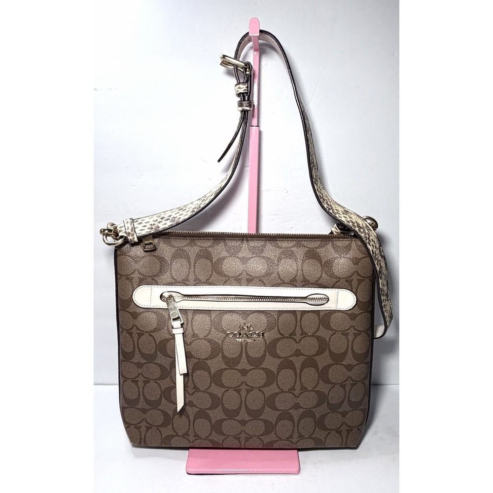 Coach Mae Crossbody Signature Canvas Embossed Snakeskin Style F77693 Retired